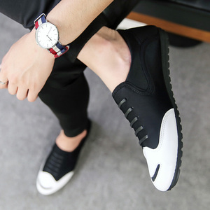 夏季潮男休闲新笑脸豆豆鞋懒人帆布精神社会小伙七分短裤搭配板鞋