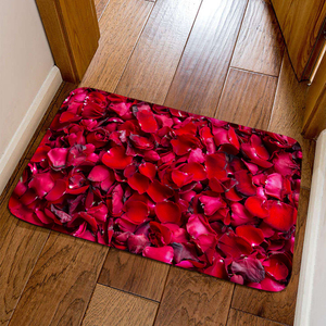 定制玫瑰花瓣进门地垫长方形门厅卧室创意地垫地毯家用门垫