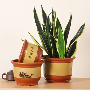 大口径陶瓷花盆陶泥君子兰盆栽家用透气养根紫砂粗陶落地盆