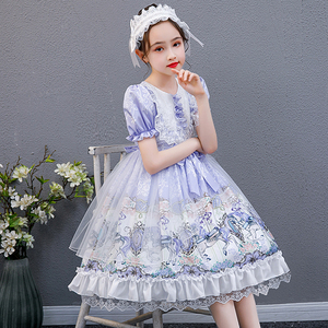 女童洛丽塔公主裙夏装新款儿童短袖连衣裙迪士尼宫廷风生日公主裙