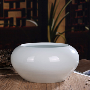 陶瓷鱼缸 白色养鱼盆大号景德镇乌龟缸专用盆圆形金鱼缸家用客厅