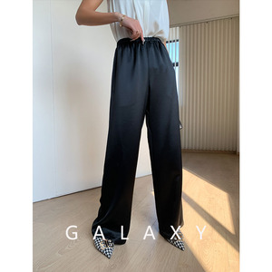 GALAXY/ 高奢女装日本三醋酸纤维巧遮小肚子女裤高腰休闲通勤长裤