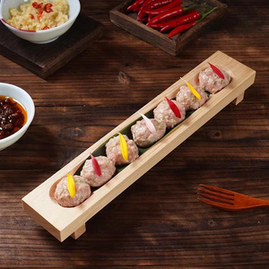 特色火锅店虾滑餐具专用托盘日式寿司木质摆盘丸子虾滑装盘器模具