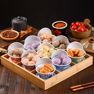 2021牛年新款商用火锅餐具专用密胺盖碗茶盅盅网红创意九宫格拼盘