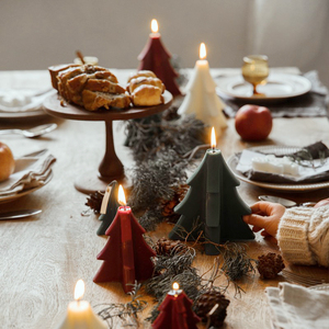 chicrose浪漫烛光晚餐手工圣诞节树蜡烛桌面装饰摆件礼品红白绿色