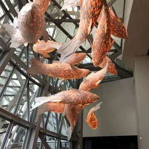 商场天井鱼吊饰空中挂饰装饰顶部设计艺术创意购物中心吊顶布置