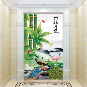 山水画门贴卫生间