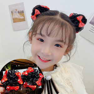 丸子头假发发圈公主宝宝可爱蝴蝶结皮筋儿童女童发饰头饰花苞头女