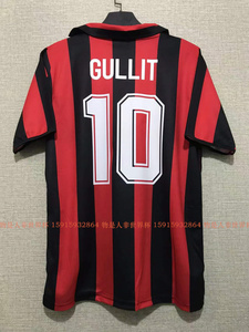 88-89赛季ac米兰主场短袖10号古利特 9号巴斯滕 马尔蒂尼怀旧球衣