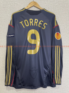 09-10利物浦客场长袖黑金球衣9号托雷斯8号杰拉德印号足球服队服