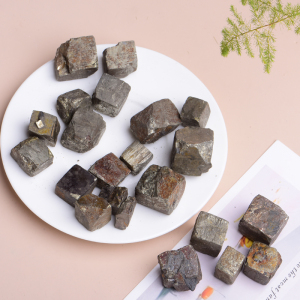天然黄铁矿方块原石小标本摆件黄铜矿物晶体方糖奇石diy手工装饰