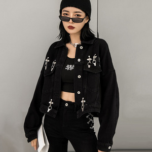 牛仔外套女春秋重金属