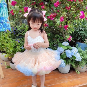 正版tutu裙女童宝宝彩虹冰淇淋凸凸裙网纱裙蓬蓬裙加蓬彩色公主裙
