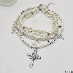 小众设计多层珍珠十字架吊坠项链女个性百搭锁骨链时尚高级感颈链