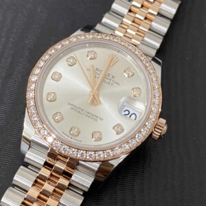 【环亚】rolex劳力士恒动日志31mm间玫瑰金镶钻机械女表278381