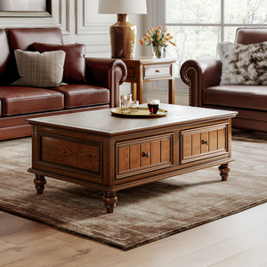 美式实木茶几电视柜组合简美