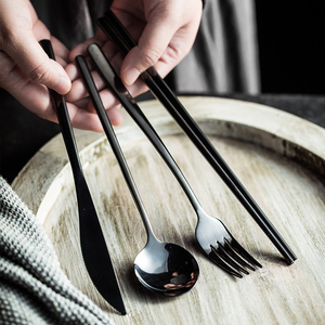 筷子勺子套装不锈钢便携餐具三件套一人用西餐厅刀叉勺学生上班族