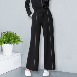 郦蒽娜2018春秋新款加厚高腰阔腿裤女外穿大脚直筒裤甩裤长裤女潮