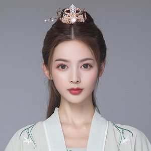 汉服头饰一套女古典风仙气发冠古代步摇盘发簪子唐宋明制古装发饰