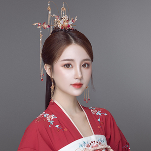 汉服头饰古风束发簪头冠流苏步摇发钗全套古代发冠超仙古装配饰品