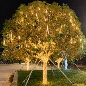 太阳能串灯挂树上流星雨灯蓝色庭院夜景亮化户外防水装饰彩灯树灯