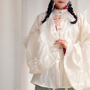 岚烟阁 璇花笺 明制暗纹撞色竖领对襟衫春夏新款汉服半现货