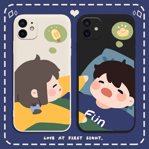 睡觉情侣手机壳苹果13任意机型iphone12一对13promax情侣款11pro原创7