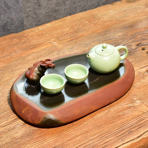 精品歙砚/自然原石干泡台/歙砚砚石手工制作 石头茶盘茶海功夫茶具