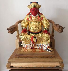 广泽尊王木雕郭圣王公香樟木漆线雕活眼真金木善道出品尺三脱尺六