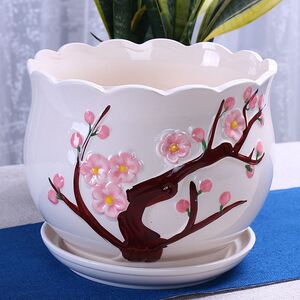 好看的陶瓷花盆客厅