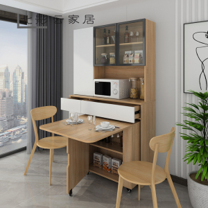 省空间餐边柜现代简约实木芯小户型餐厅多功能茶碗柜餐桌嵌入边柜