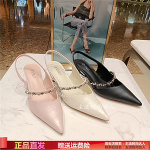 明星同款真美诗斜刘海2024春季新款法式包头凉鞋高跟鞋女YXC04AH4
