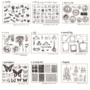 复古元素透明印章 scrapbook DIY相册卡片手帐橡皮章图章