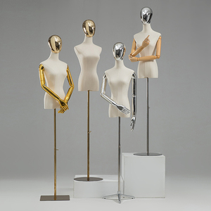 服装店模特道具模特展示架女装半身假人台金色银色头带手橱窗展示