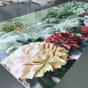 玻璃冰晶画制作设备 玻璃背景墙客厅隔断 uv平板打印机厂家
