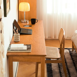 樱桃木书桌学生实木电脑桌日式北欧家用长方形小户型卧室窄工作台