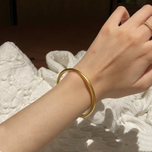 黄金手镯女足金999实心金镯子古法传承素圈首饰24k纯金手环不掉色