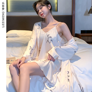 罗丽丝睡衣薄款夏季吊带女性高级家居服感韩版丝绸冰丝睡袍感睡裙