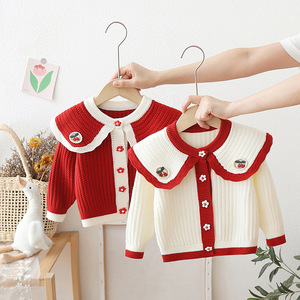 女宝宝针织外套1岁半8-10个月7婴儿毛衣上衣女童外搭洋气公主韩版