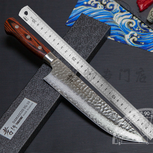 日本进口堺孝行vg10手工锤纹33层大马士革弧月牛刀主厨刀切菜刀
