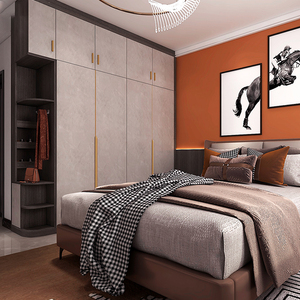 欧铂丽轻奢风一门到顶平开门衣柜步入式整体衣帽间定制柜全屋定制