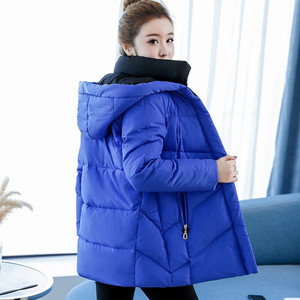 朵绒菲羽绒服女中长款加厚保暖冬装2019新款修身显瘦连帽撞色羽绒