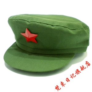 红军帽复古五角星帽八路军八角帽红星闪闪演出表演帽子灰军帽解