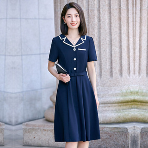 幼师工作服园服夏季学院风连衣裙幼儿园教师通勤气质老师面试服装