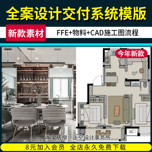 家装全案设计落地实景交付系统物料表CAD施工图规范打印图册标准