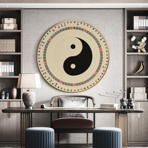 养生馆装饰画新中式玄关客厅太极五行八卦图挂画易经壁画背景墙