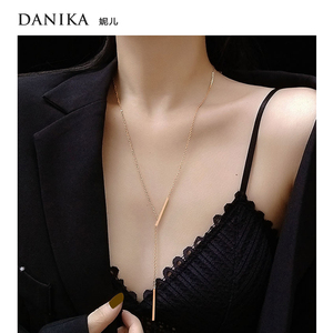 DANIKA 欧美精致长款Y字项链2023年新款女小众设计感18k金毛衣链