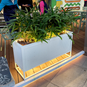 发光铁艺花箱户外铁艺咖啡店餐厅外摆花架落地隔断围栏广场商业街