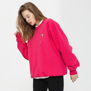 玫红色卫衣粉色女树莓ifashion圆领加绒oversize火龙果色春秋薄款