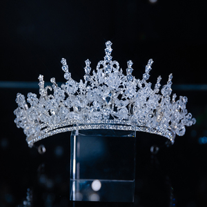 新娘银色结婚礼王冠气质女王大气超仙婚纱头饰水钻皇冠额饰品念伊